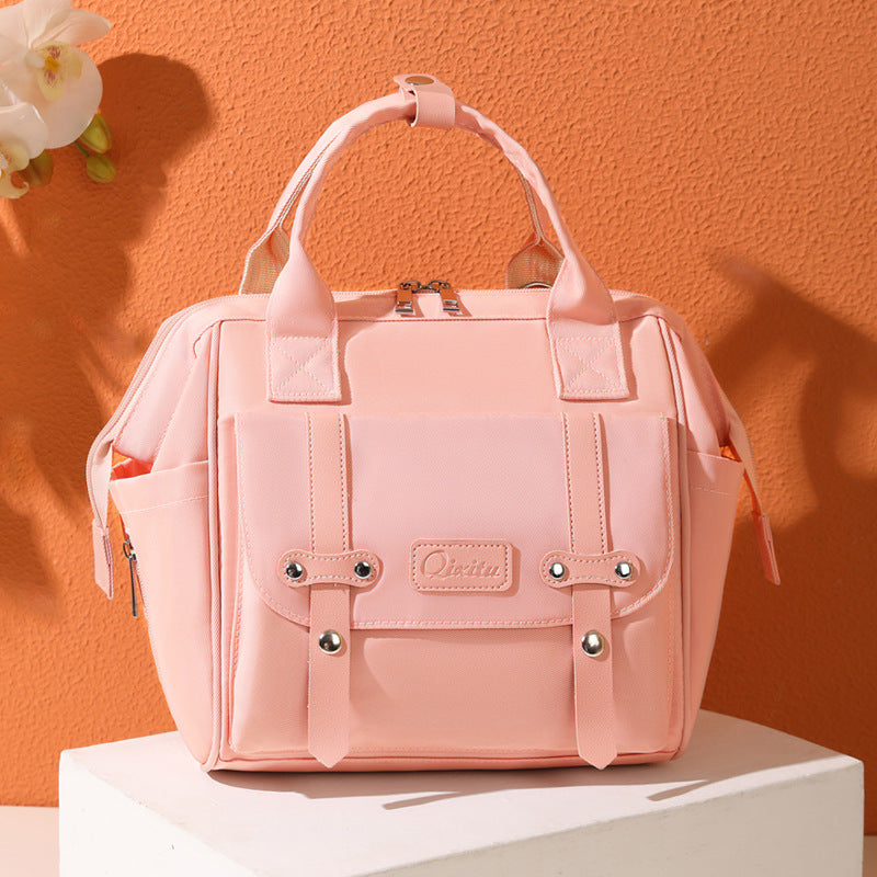 Fashionable mini mommy bag, portable shoulder bag, built-in insulation compartment, large capacity, multifunctional mother and baby bag