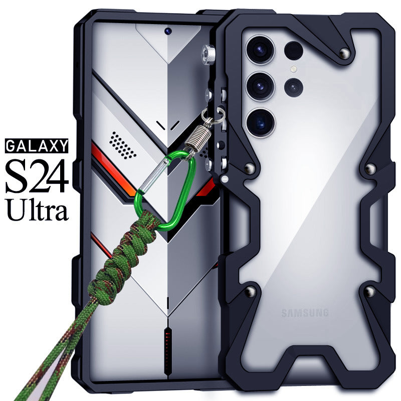 Suitable for Samsung S24Ultra/s25u metal frame mobile phone case Note20ultra anti-fall heat dissipation mechanical arm