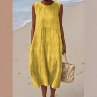 2025 European and American spring and summer new sleeveless casual printed temperament long skirt dress slim small fresh casual skirt