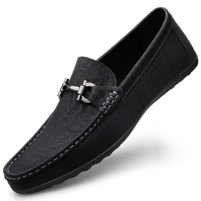 Cross-border spring new slip-on casual moccasins leather shoes lazy shoes leather men's shoes slip-on men's small leather shoes