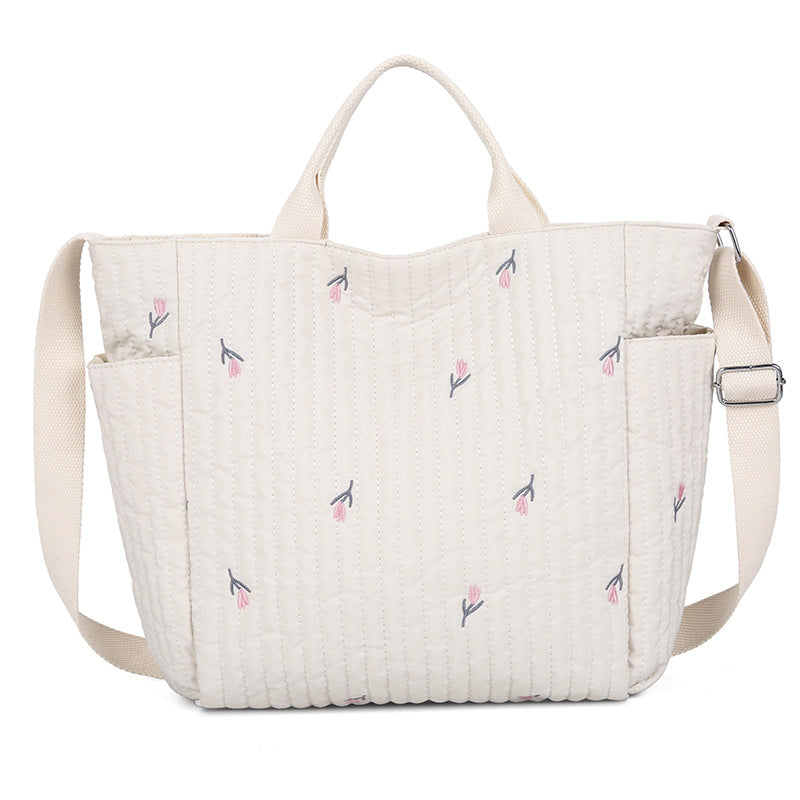Mommy bag exquisite full embroidery polyester high value mother and baby bag out of large capacity shoulder crossbody mommy bag women's bag
