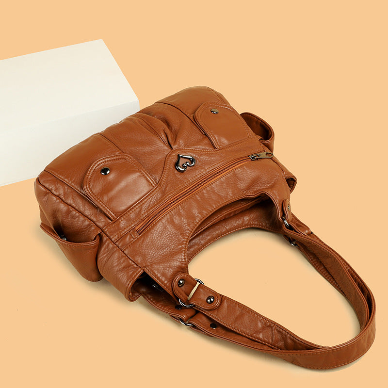 Cross-border 2025 foreign trade new women's bag fashionable large-capacity soft leather casual shoulder handbag crossbody tote bag
