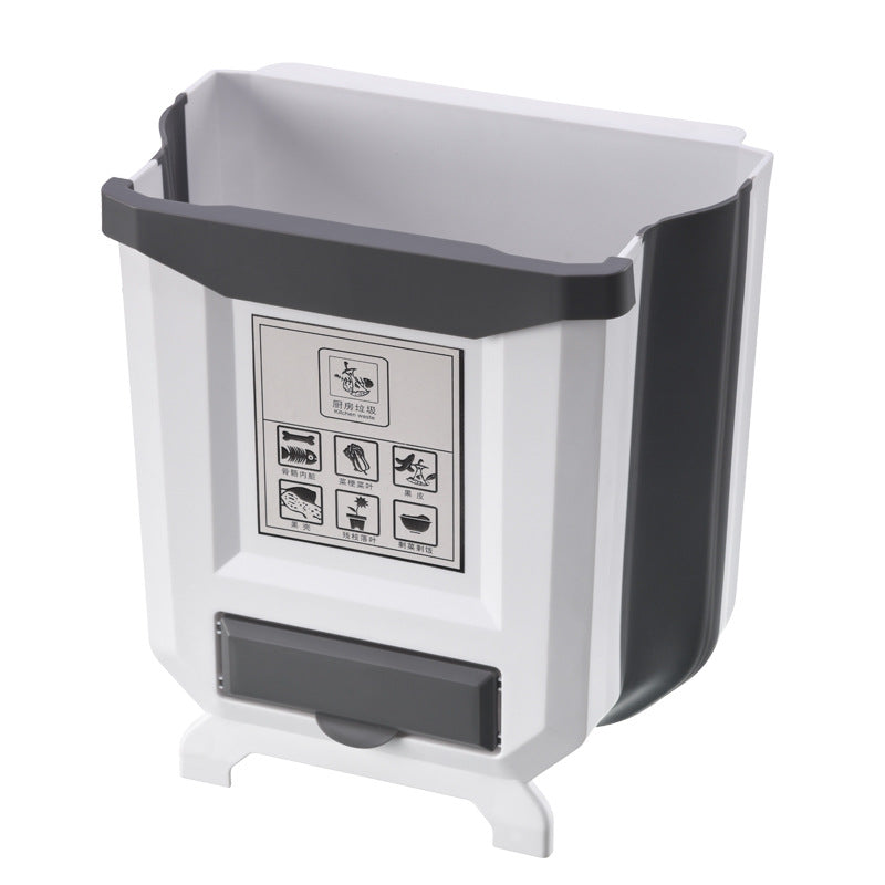 Household cabinet door hanging trash can kitchen folding trash can car creative plastic wastebasket tube factory direct sales