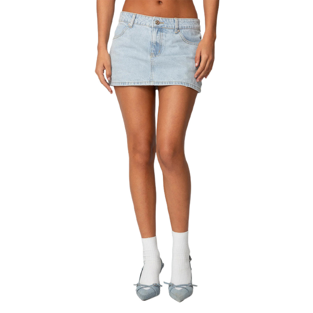 European and American cross-border women's denim skirt French casual loose hot girl sexy denim hip skirt