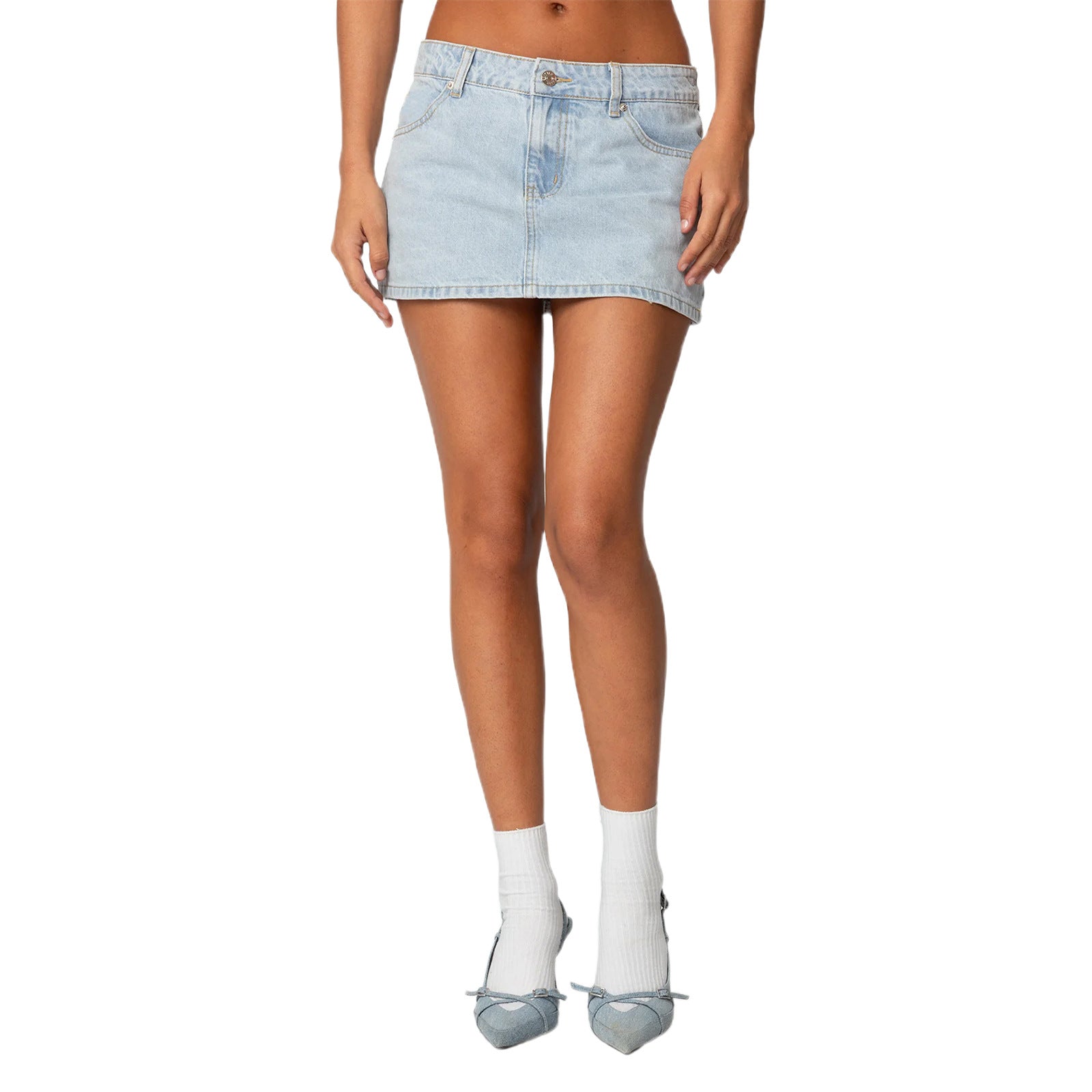 European and American cross-border women's denim skirt French casual loose hot girl sexy denim hip skirt