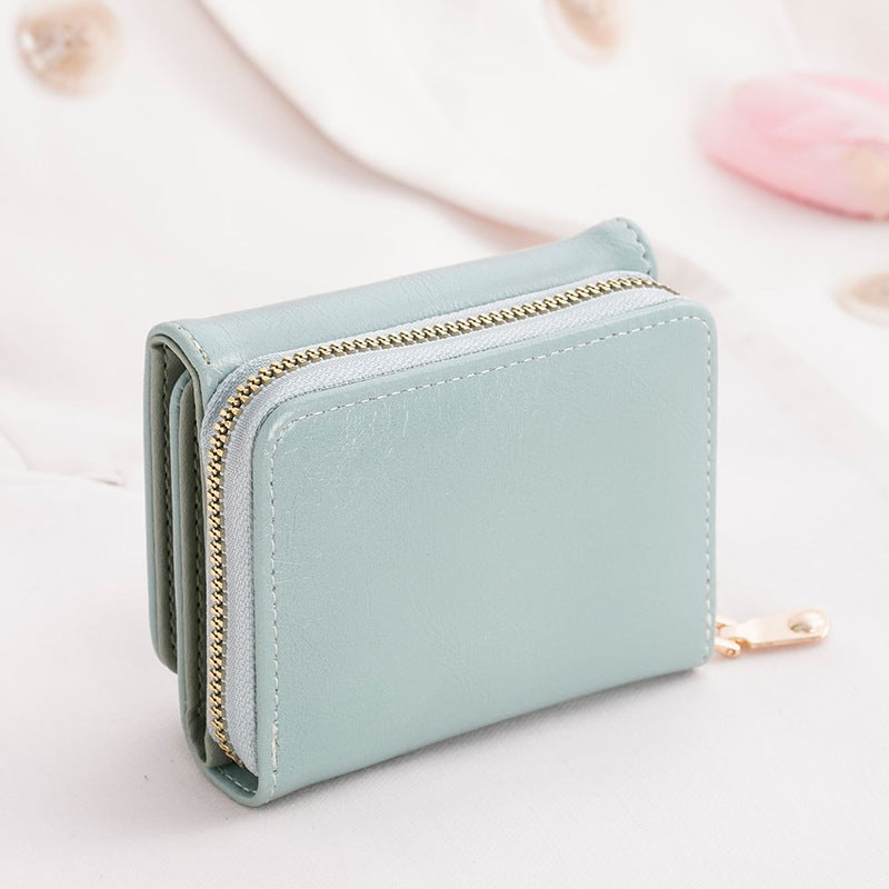 Credit card ID card cash wallet women's wallet small wallet short wallet card holder zipper wallet multi-layer trifold