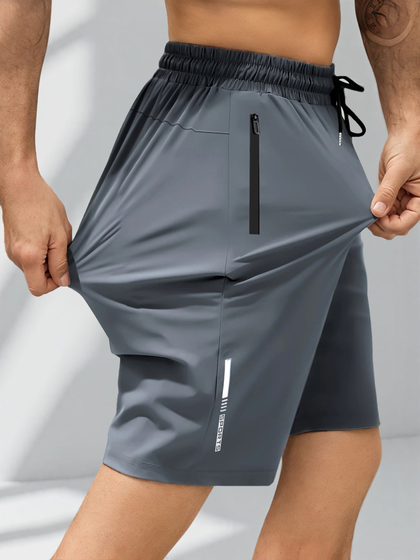 Cross-border ice silk casual shorts men's summer thin stretch quick-drying pants men's large size loose sports shorts