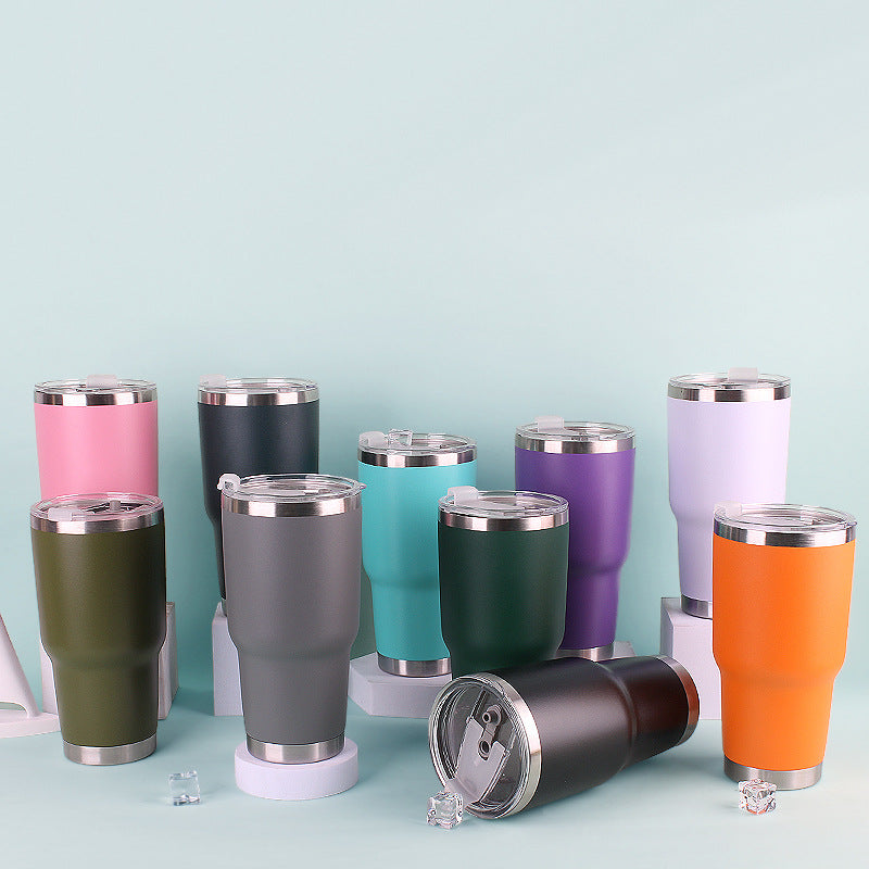 30oz car mug, ice beer mug, 304 stainless steel color insulation mug, gift mug, plastic spray mug wholesale