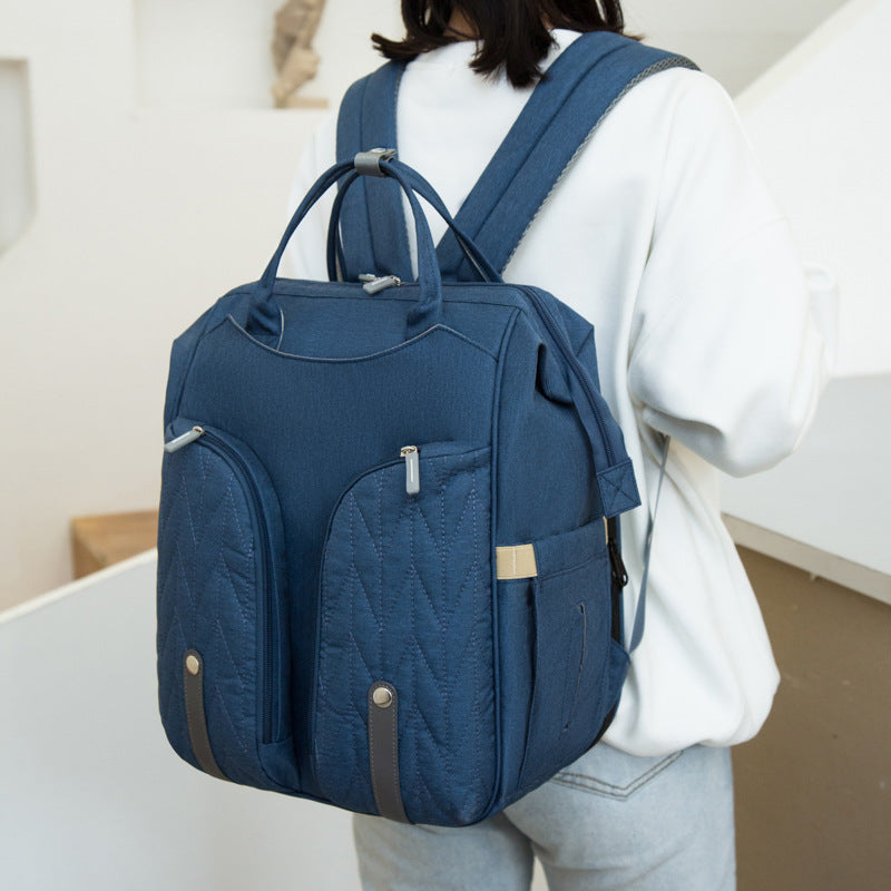 Korean version of mommy bag baby bed large capacity backpack with baby bag fabric Bao mom outing backpack waterproof