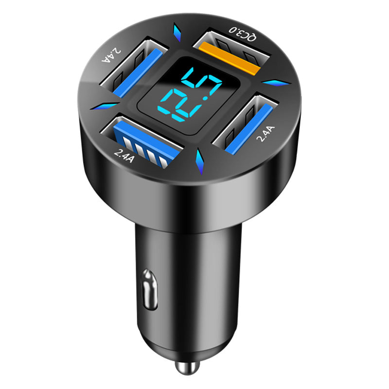 New digital display car charger 4USB 66W fast charging PD mobile phone charger one to four QC3.0 car charger