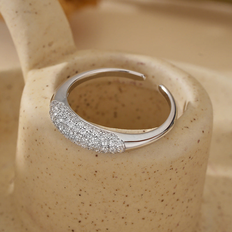 European and American classic 925 sterling silver diamond open ring for women, versatile fashion, high-end temperament, ins style, cross-border hot selling