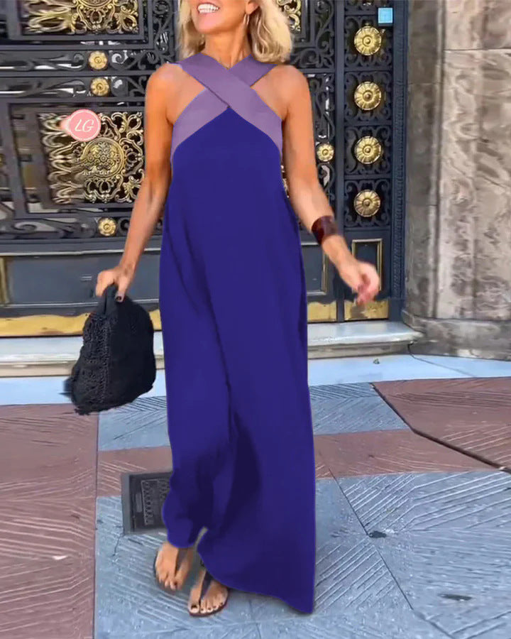 2025 summer new cross-border women's clothing AliExpress foreign trade long skirt cross sexy back dress