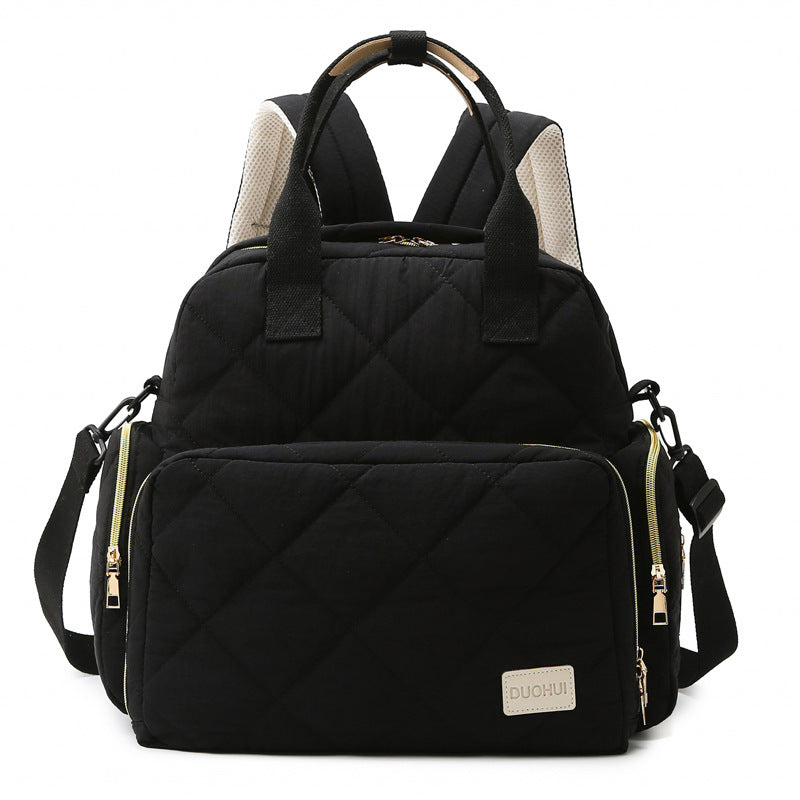 Mommy bag new clothing fabric large rhombus multifunctional mother and baby bag for going out with diaper pad large capacity mommy bag
