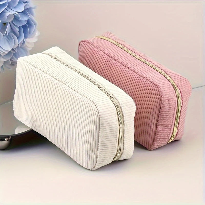 Korean style large capacity learning stationery storage bag corduroy cosmetic bag ladies cosmetic bag