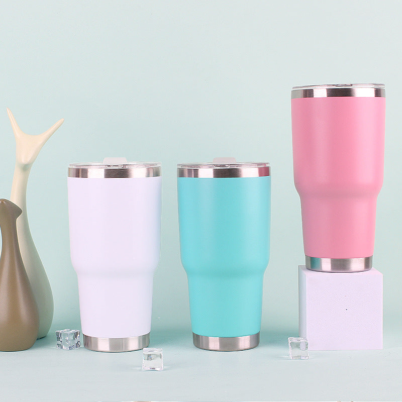30oz car mug, ice beer mug, 304 stainless steel color insulation mug, gift mug, plastic spray mug wholesale
