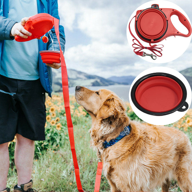 Automatic pet supplies universal water bottle bowl multifunctional pet leash three-in-one portable dog walking rope