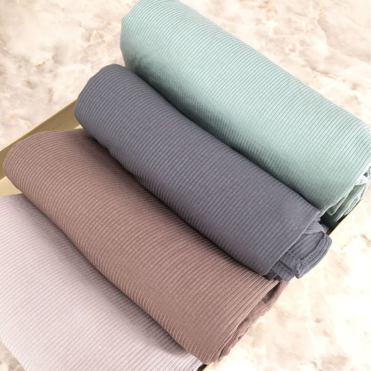 New bamboo fiber jersey elastic breathable ribbed knitted scarf women's solid color soft striped headscarf pit stripes