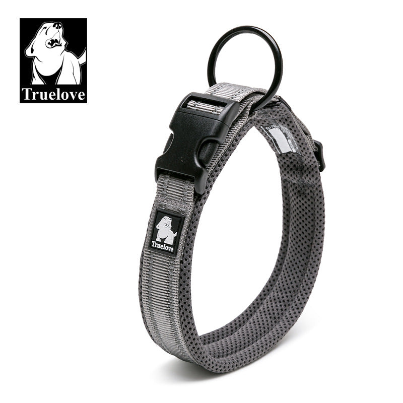 Truelove Pet Dog Collar Traction Adjustable Reflective Breathable Soft Mesh Foreign Trade Cross-border Amazon
