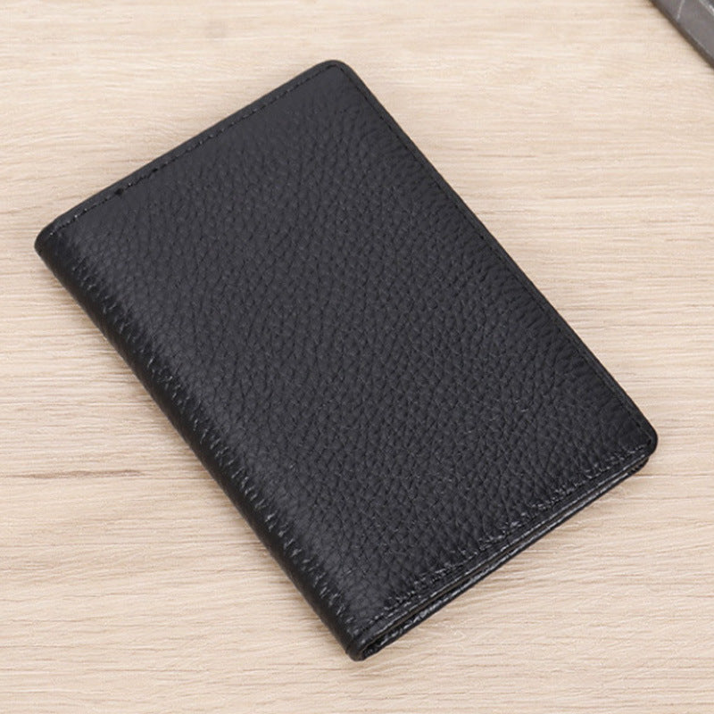 Men's genuine leather card holder custom lychee grain top layer cowhide credit card holder anti-magnetic RFID custom made 8106