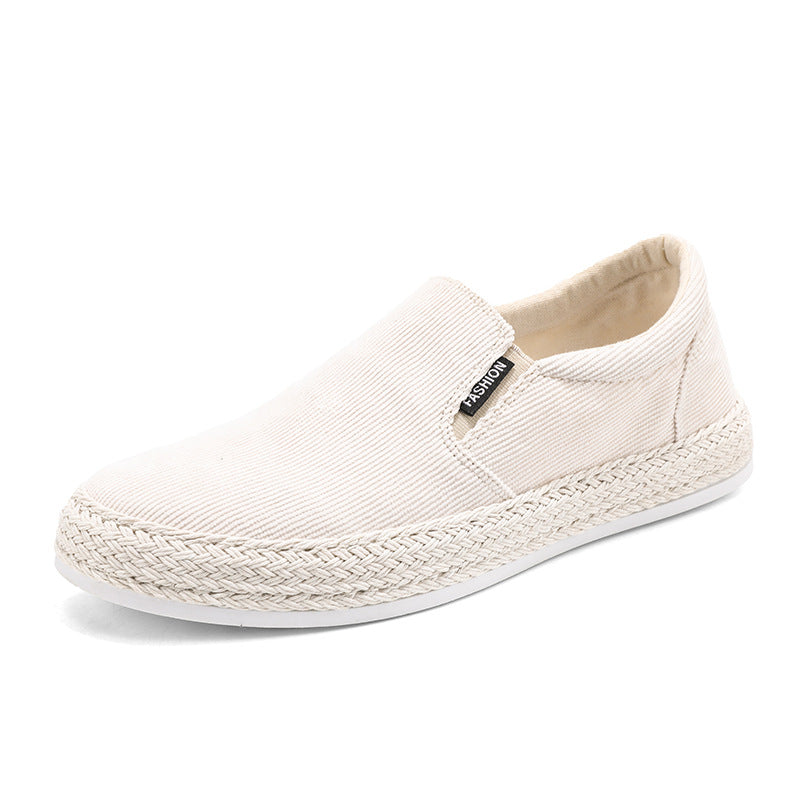 Old Beijing cloth shoes men's spring breathable casual slip-on white sneakers new men's canvas shoes