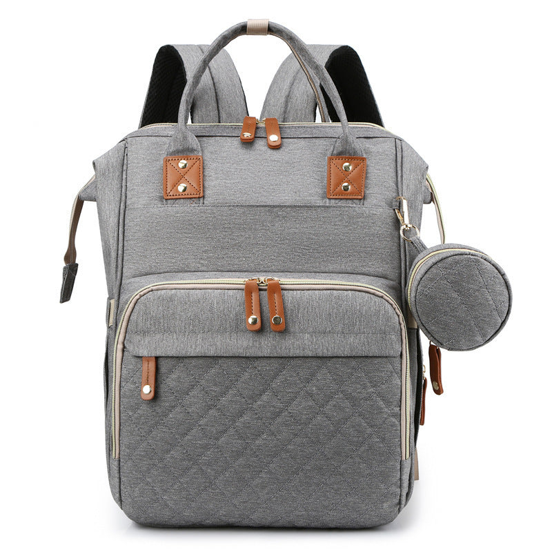 Mommy bag mother and baby bag baby folding bed bag large capacity lightweight mommy bag portable Korean ins backpack