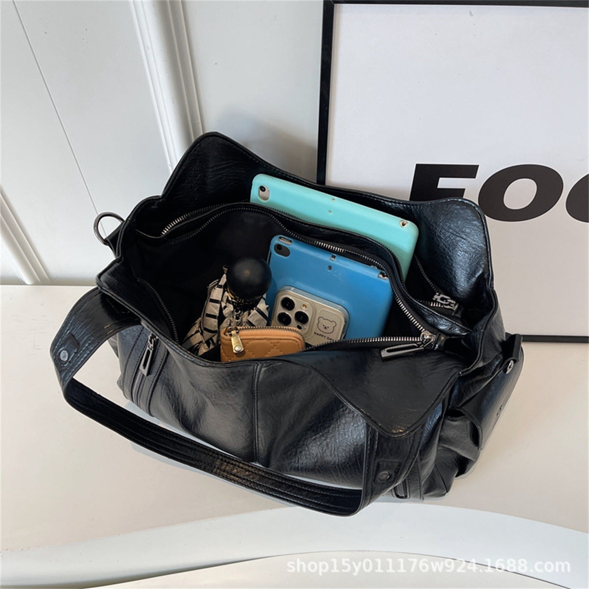Large capacity retro tote bag women new fashion texture work commuter bag short distance travel messenger bag