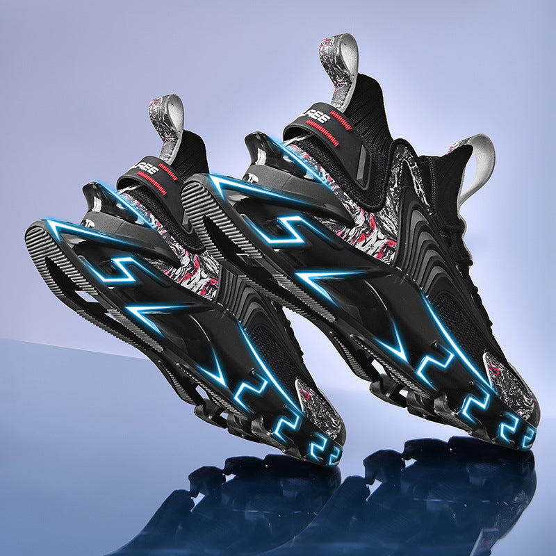 Sports men's black autumn and winter running shoes ultra-light shock-absorbing running mesh shoes casual autumn blade sports trendy shoes