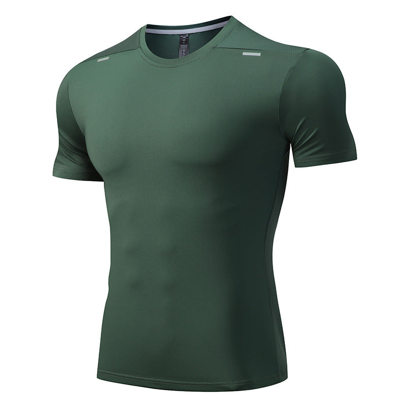 Fitness clothes men's summer T-shirt basketball training short-sleeved large size ice silk quick-drying sportswear suit running equipment