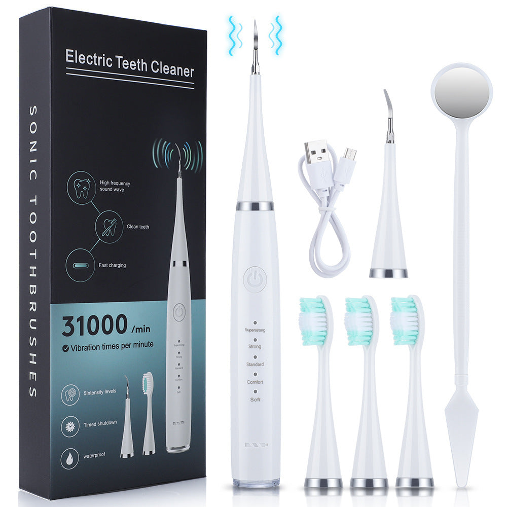 Cross-border 5-speed high-frequency vibration tooth cleaner USB electric toothbrush tooth cleaner to remove stains and calculus set tooth cleaner