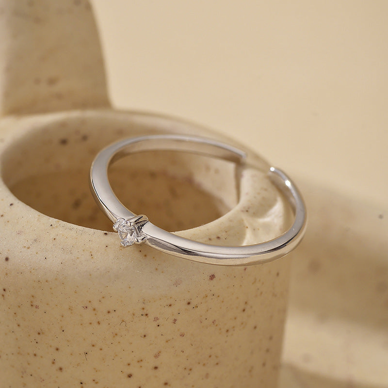 European and American classic 925 sterling silver diamond open ring for women, versatile fashion, high-end temperament, ins style, cross-border hot selling