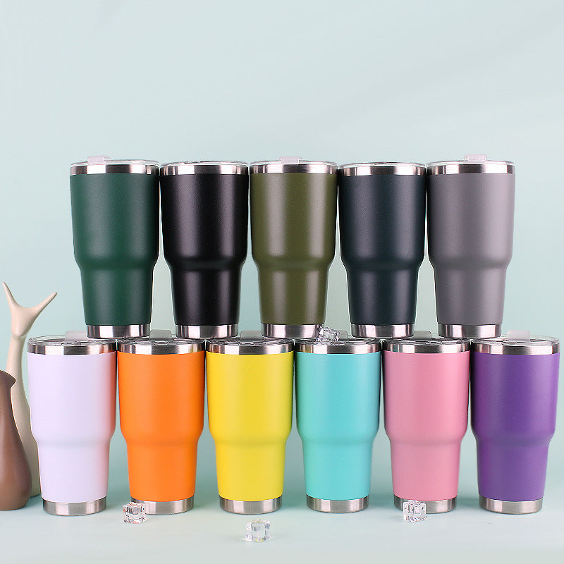 30oz car mug, ice beer mug, 304 stainless steel color insulation mug, gift mug, plastic spray mug wholesale