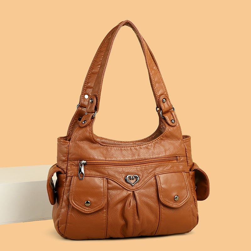 Cross-border 2025 foreign trade new women's bag fashionable large-capacity soft leather casual shoulder handbag crossbody tote bag