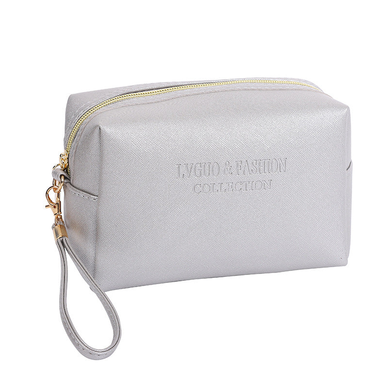 New cross-grain PU leather cosmetic bag waterproof storage toiletry bag portable multi-functional skin care storage cosmetic bag