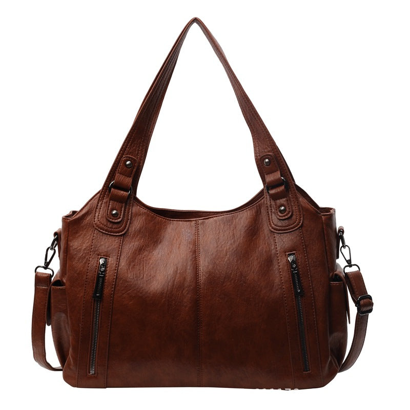 Large capacity retro tote bag women new fashion texture work commuter bag short distance travel messenger bag