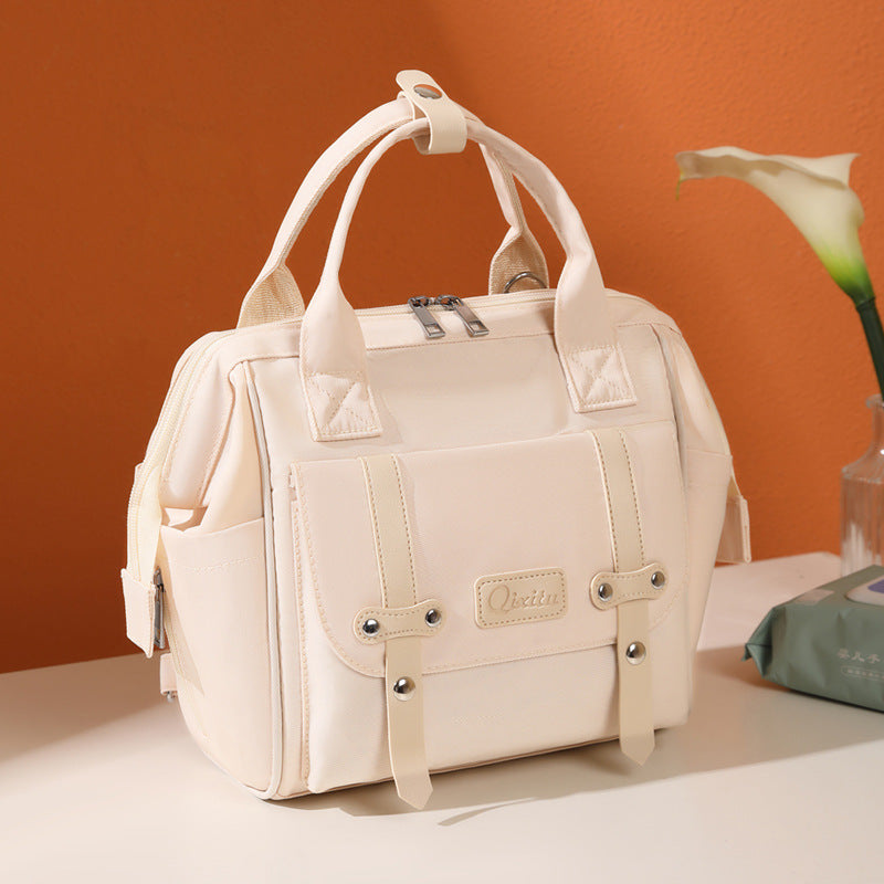 Fashionable mini mommy bag, portable shoulder bag, built-in insulation compartment, large capacity, multifunctional mother and baby bag
