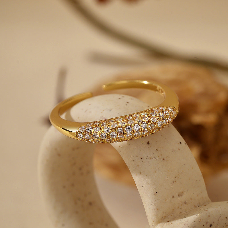 European and American classic 925 sterling silver diamond open ring for women, versatile fashion, high-end temperament, ins style, cross-border hot selling