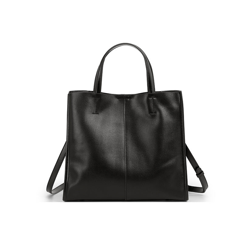 Retro first layer cowhide tote bag 2025 new spring and summer messenger bag large capacity bucket shoulder genuine leather handbag