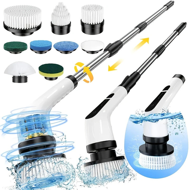 Cross-border multi-function electric cleaning brush kitchen bathroom glass nine-in-one long handle brush rotary mop cleaning multi-purpose