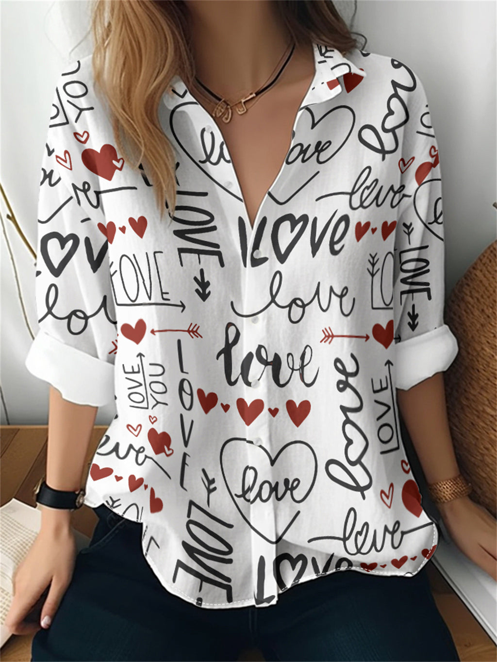 Cat cross-border European and American women's 3D printed floral pattern long-sleeved shirt women's fashion tops