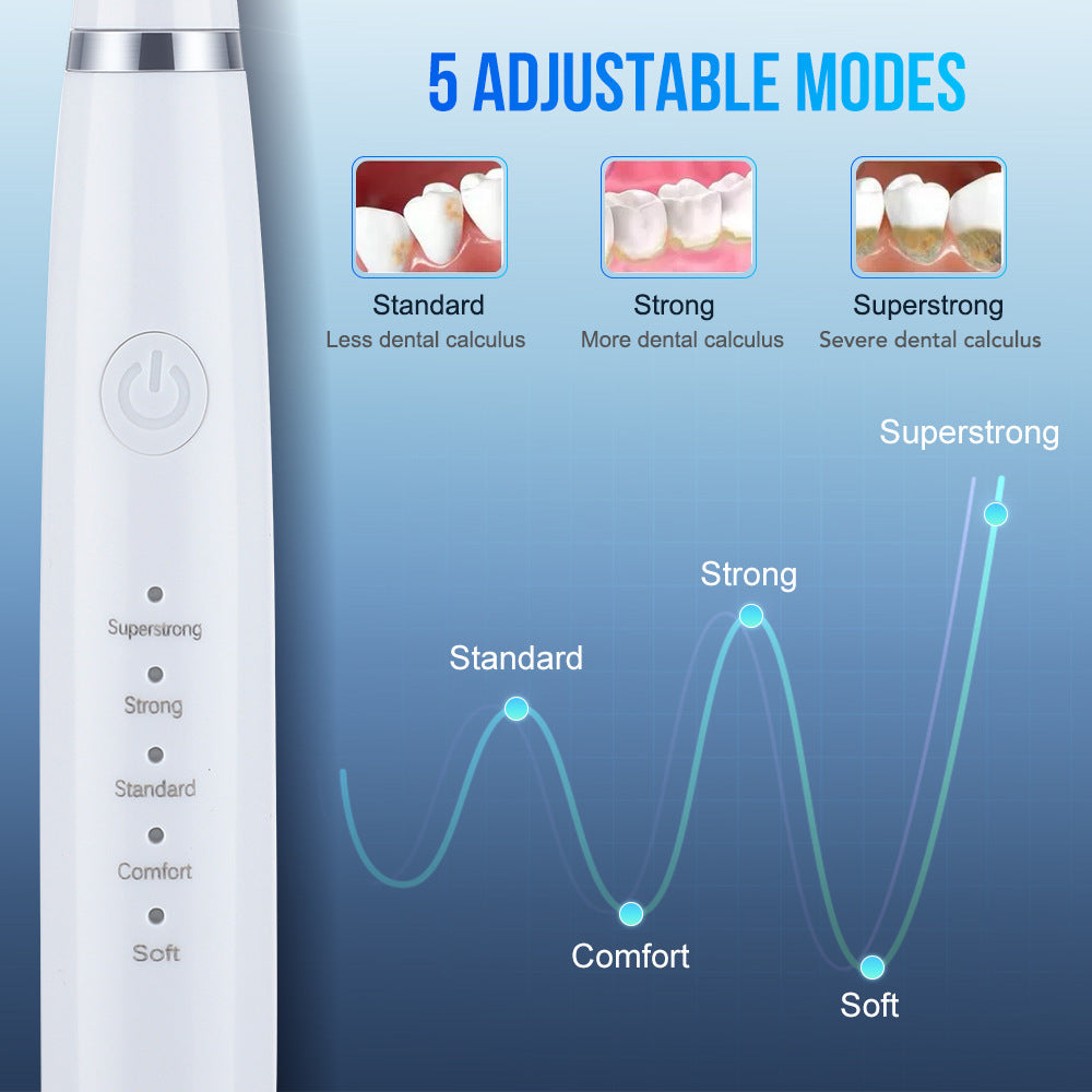 Cross-border 5-speed high-frequency vibration tooth cleaner USB electric toothbrush tooth cleaner to remove stains and calculus set tooth cleaner