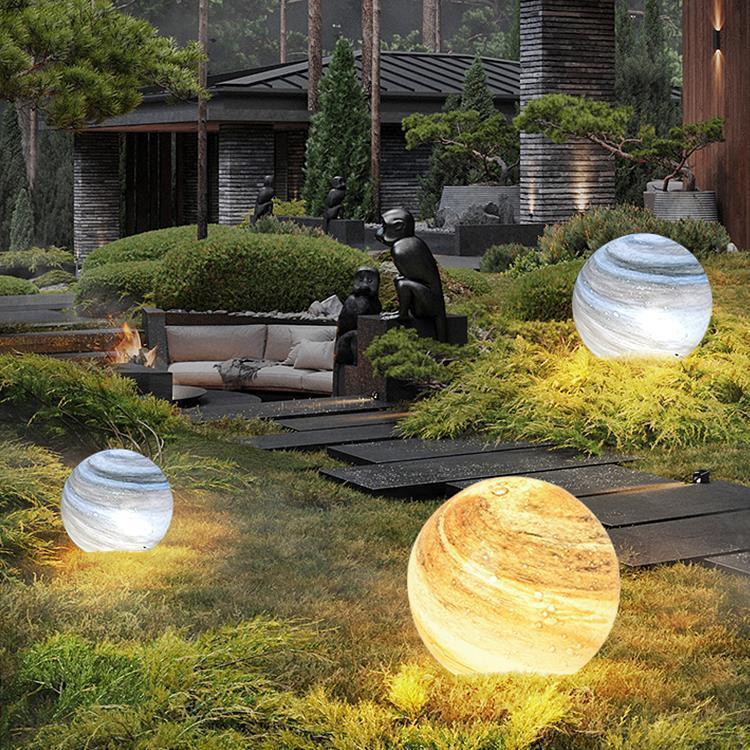 Outdoor planet waterproof lawn light courtyard landscape villa light spherical light plug-in light outdoor solar lawn light