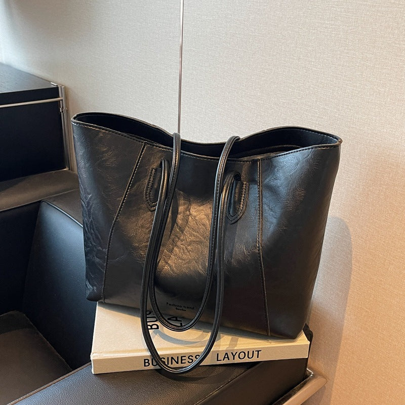 Cross-border foreign trade source factory retro high-end large-capacity bag texture tote bag simple and fashionable shoulder bag
