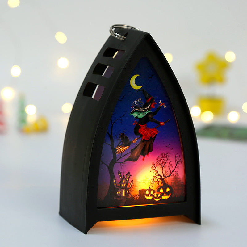 Halloween wind lantern candle holder Ghost Festival horror decoration props LED electronic candle lamp pumpkin lamp skull ornaments