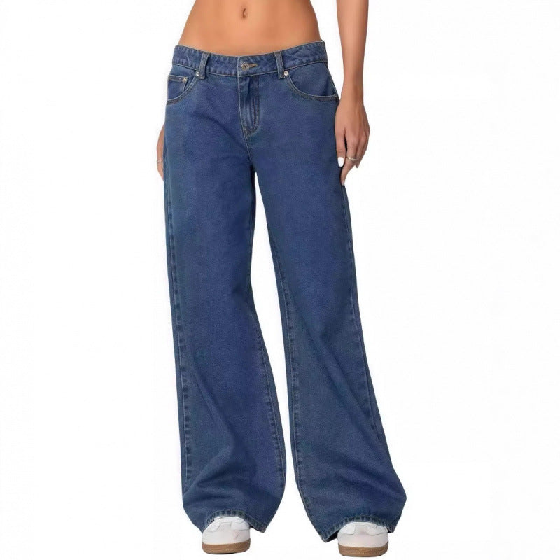 edikted American retro hot girl low waist straight washed casual waist slim jeans versatile trendy women