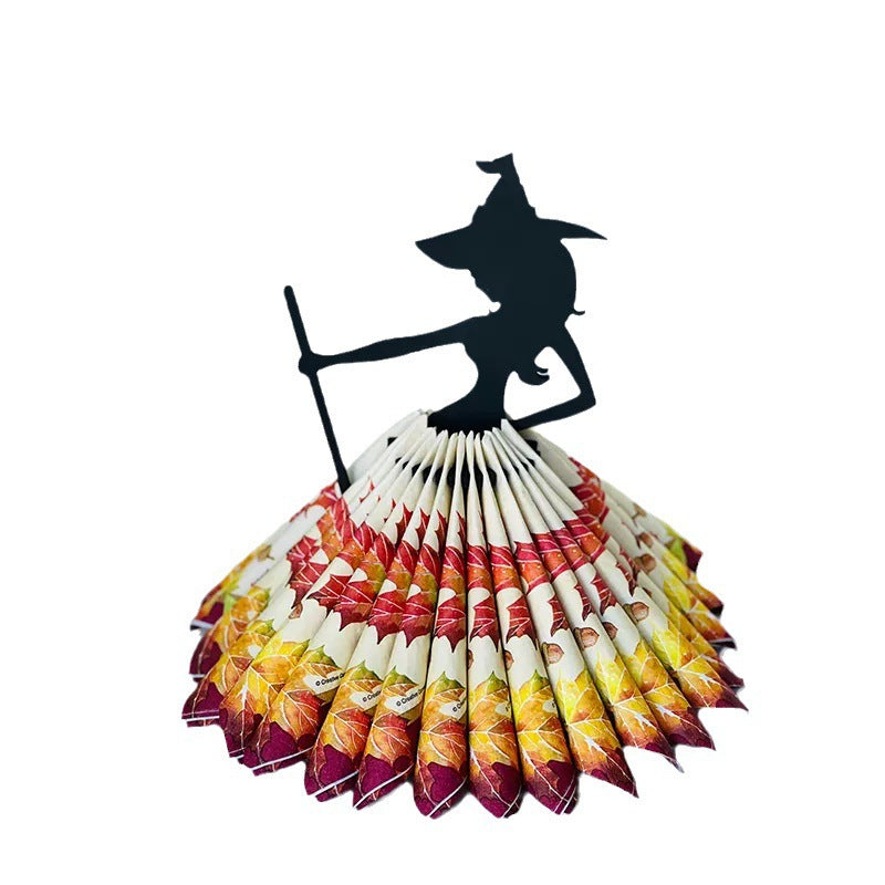 Witch Napkin Holder wooden Halloween witch napkin holder kitchen restaurant decoration ornaments