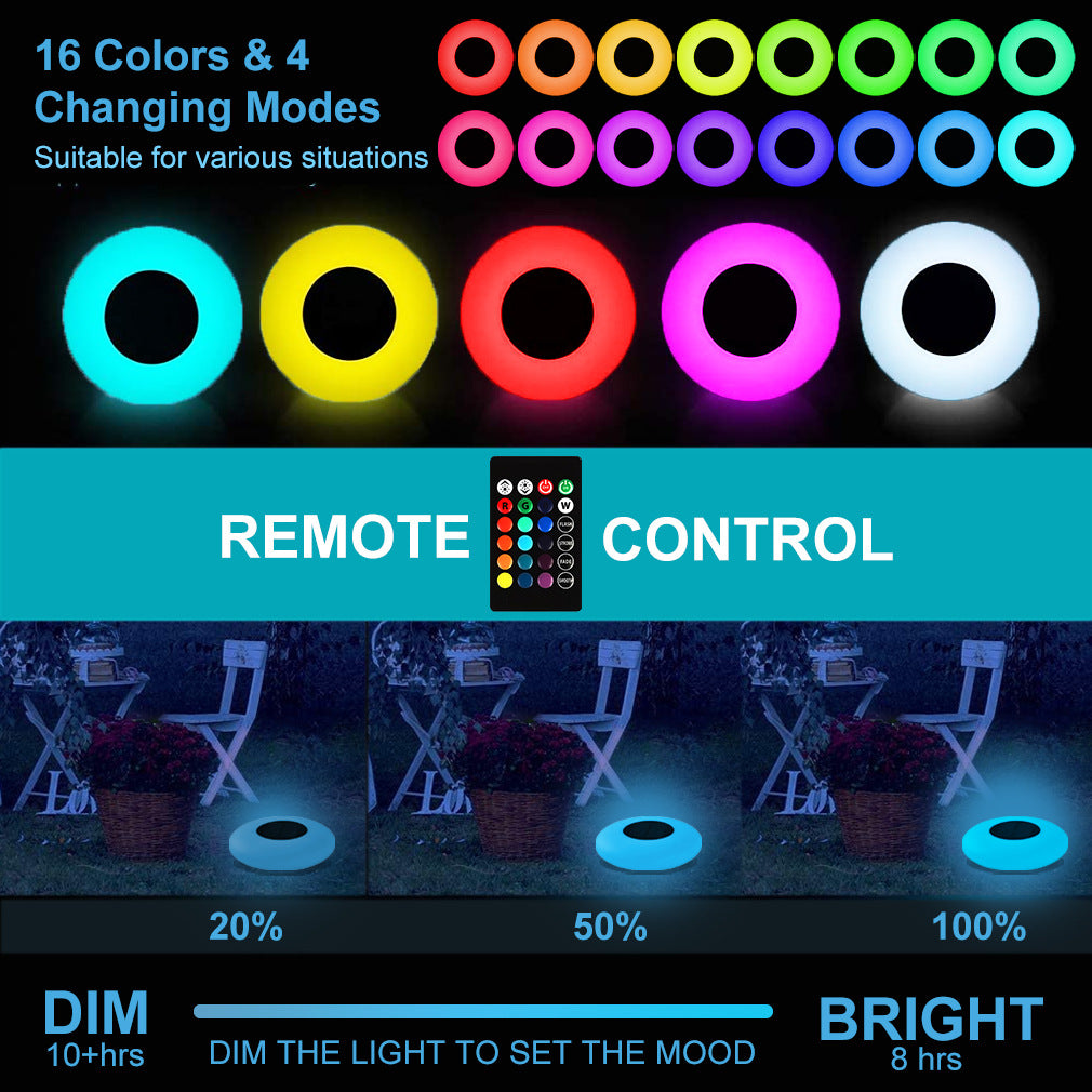 Cross-border solar water floating lights fantasy racing pool lights outdoor waterproof colorful LED flying saucer pool floating lights