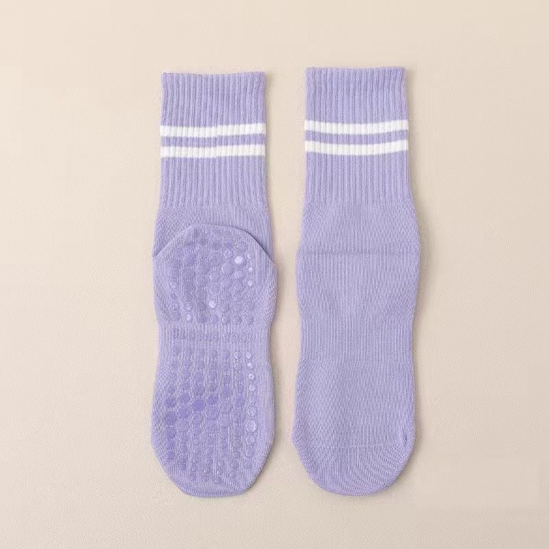 Yoga non-slip socks women's dance trampoline Pilates fitness mid-tube socks indoor shock-absorbing sports yoga socks