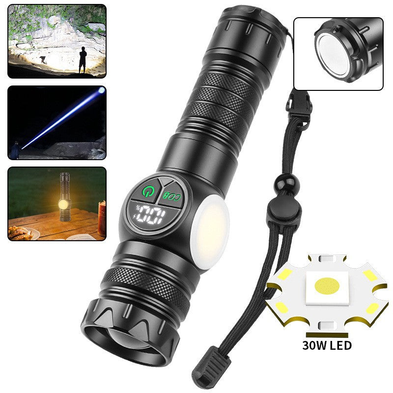 Cross-border P70 high-intensity flashlight outdoor waterproof USB rechargeable telescopic zoom high-power LED flashlight