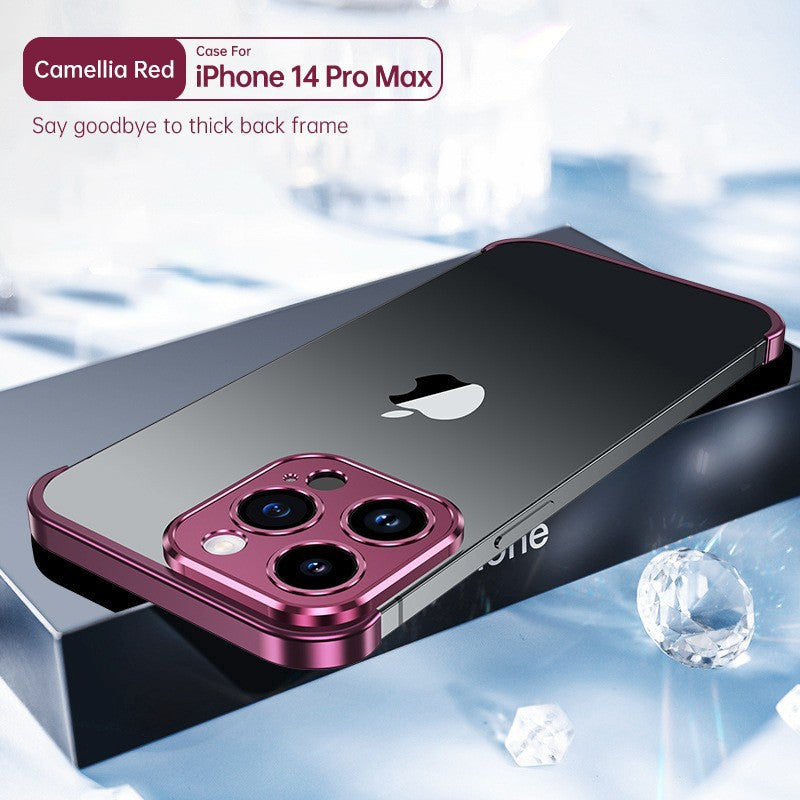Metal corner pad frame bare metal feel suitable for Apple 15 true borderless mobile phone case iPhone14pro protective case