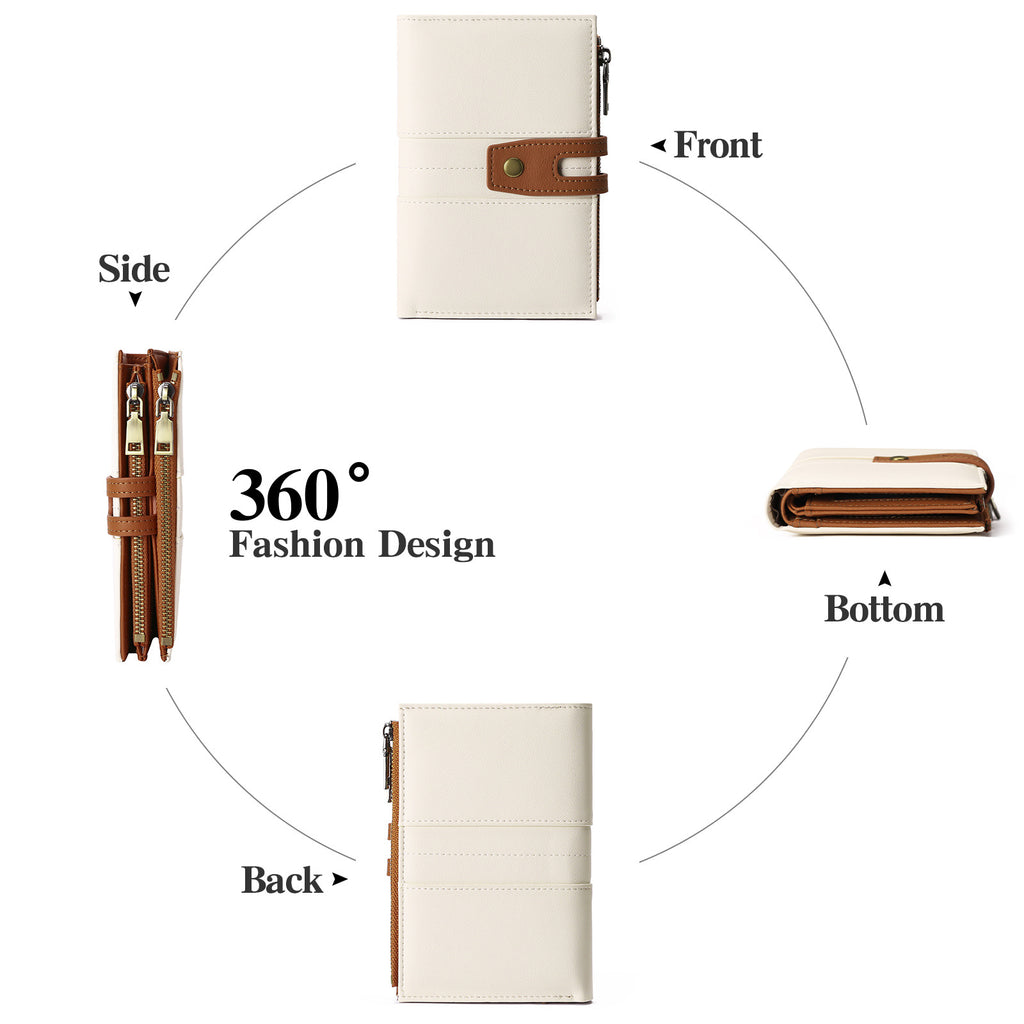 Foreign trade RFID anti-theft brush ladies short wallet multi-function buckle zipper microfiber leather women's bag casual coin purse